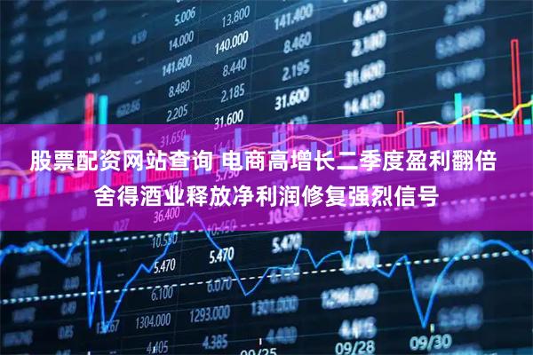 股票配资网站查询 电商高增长二季度盈利翻倍 舍得酒业释放净利润修复强烈信号