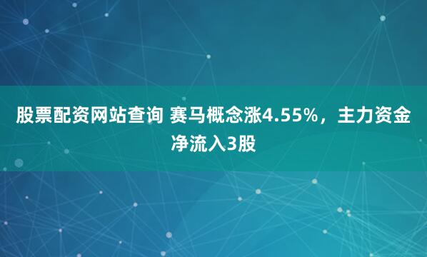 股票配资网站查询 赛马概念涨4.55%，主力资金净流入3股